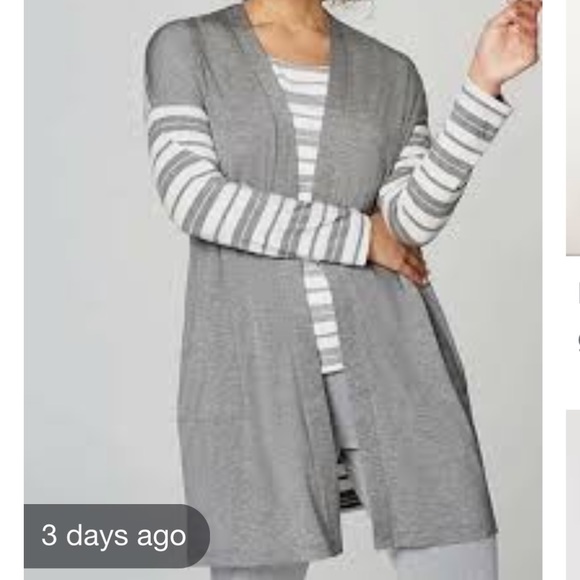 NWT J. Jill Pure Jill Grey Striped Cardigan - Picture 3 of 9